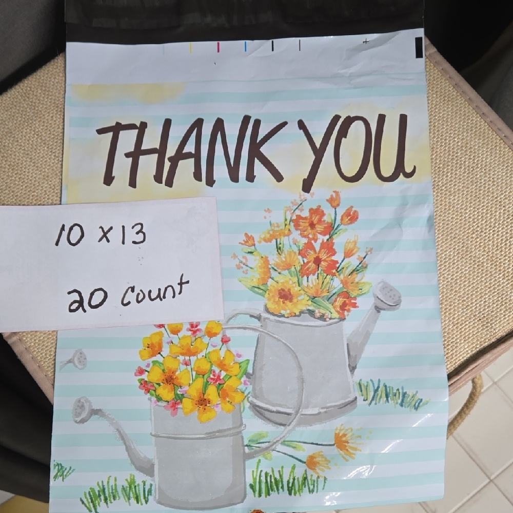 10×13 Floral Thank You Poly Mailers - 20 Pack